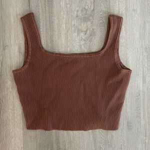Gianni Bini Brown ribbed crop top size Large
